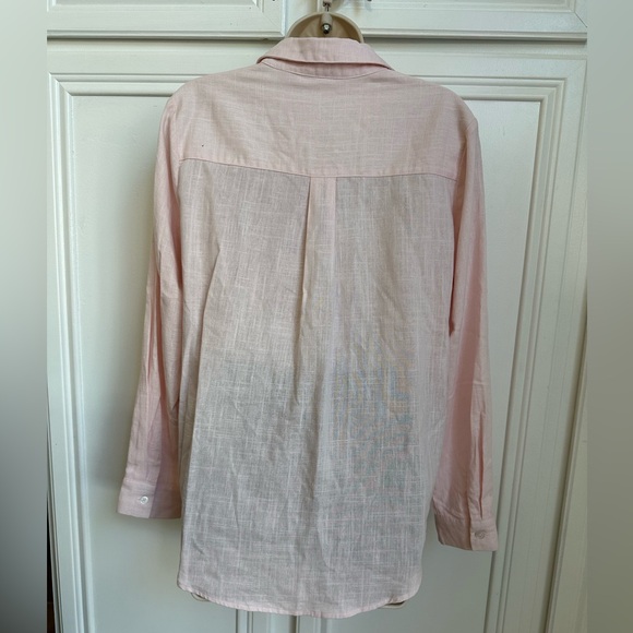 Francesca Mi Ami Soft Pink Button Down Linen Blouse. Size Medium - Picture 2 of 7